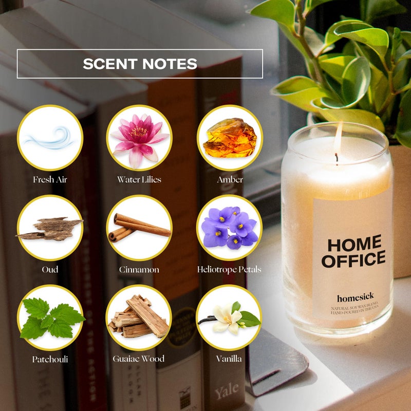 Homesick Scented Candles for Home (Home Office) - 13.75 oz Long-Lasting Natural Soy Wax Blend Jar Candle Gifts for Women & Men  60-80 Hours Burn Time - Notes of Fresh Air  Water Lilies & Amber - Image 4